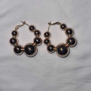 Anthropologie Gold Beaded Hoop Earrings
